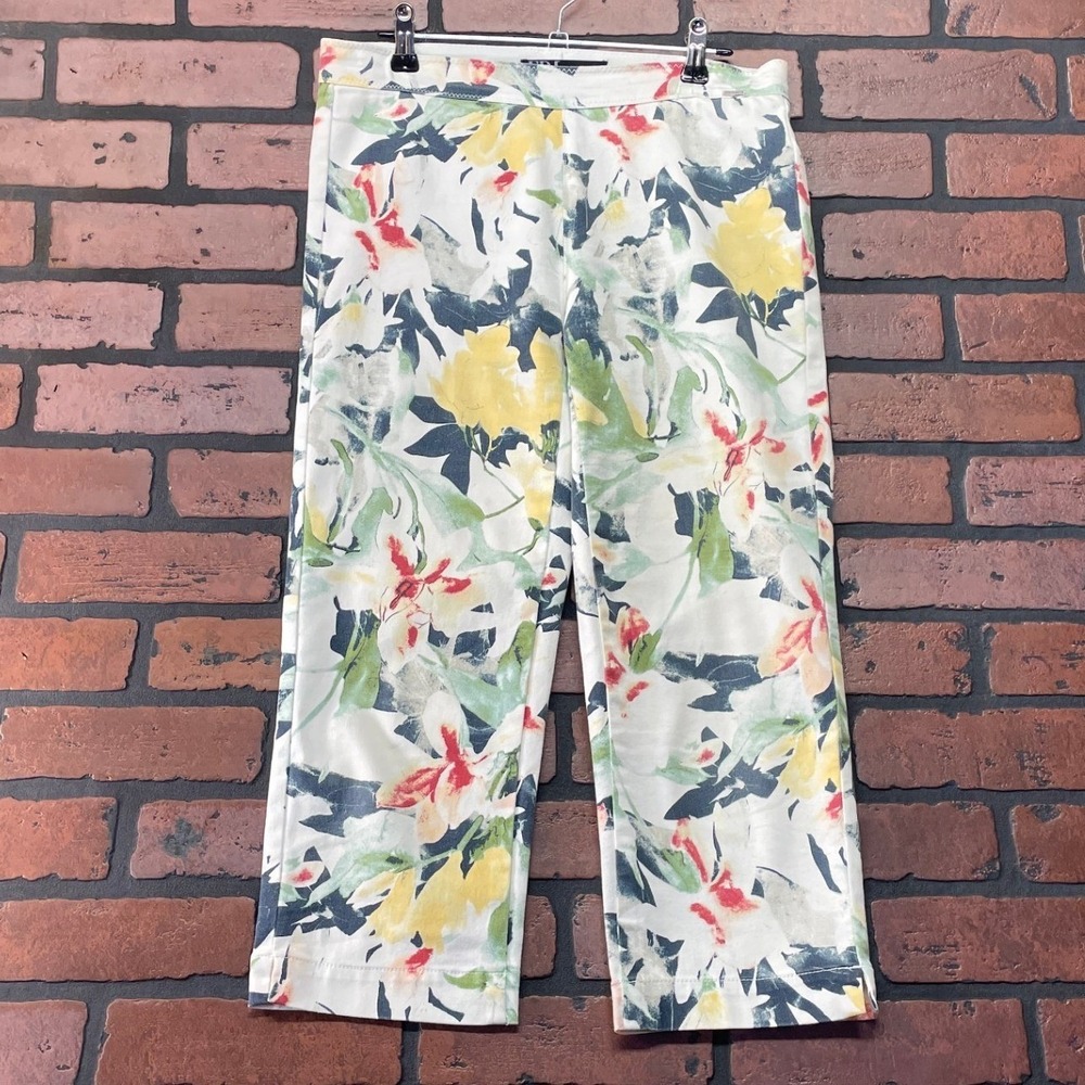 FDJ‎ French Dressing Jeans Floral Pull-On Capri Pants Colorful Stretch Women's 2